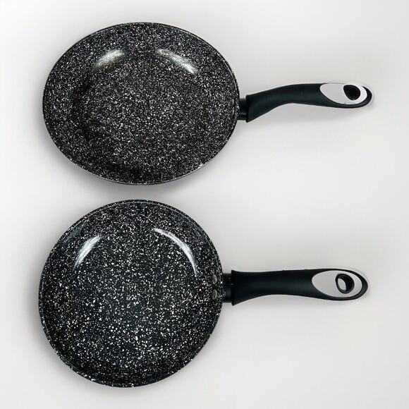 Crofton Black & White Speckled Enamelware Set of 2 Skillets 8” & 10” - Picture 2 of 6